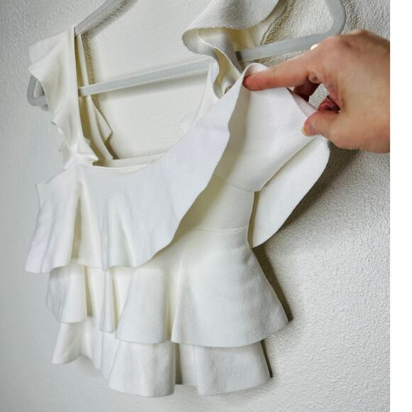 A.L.C. Rowley Ivory Tiered Ruffle Straight Neckline Tank XS - Picture 7 of 16